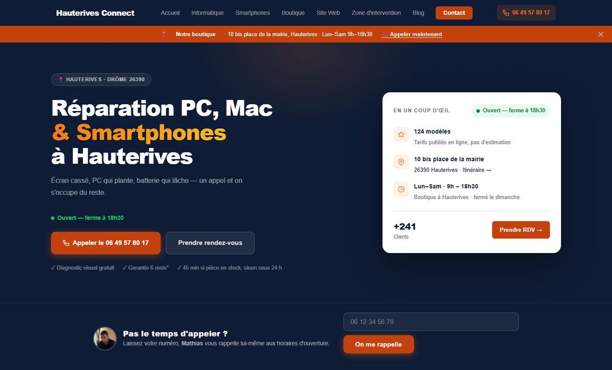 Page d'accueil du site hauterives-connect.fr